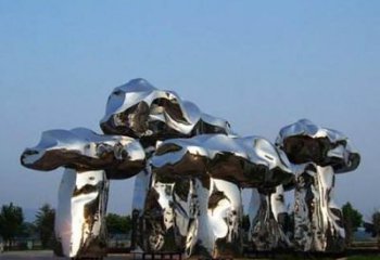 山东不锈钢广场镜面蘑菇雕塑