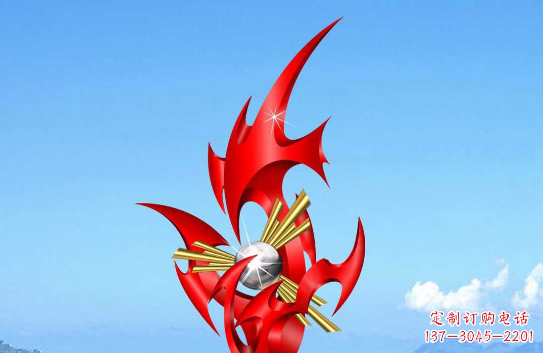山东不锈钢火苗抽象景观雕塑给城市添彩