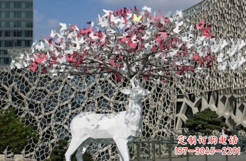 山东不锈钢几何小鹿雕塑精致之美