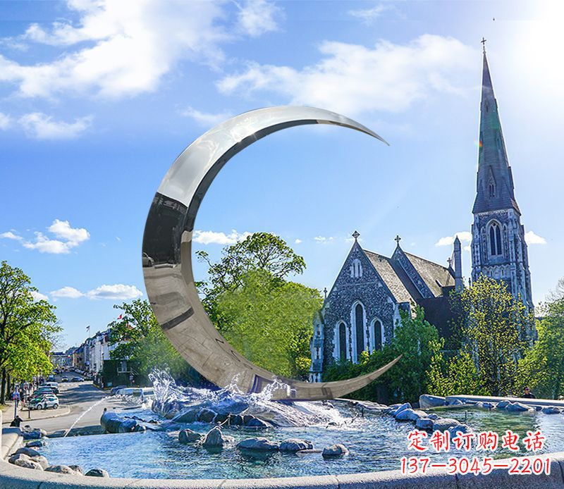 山东不锈钢景观创意月亮雕塑