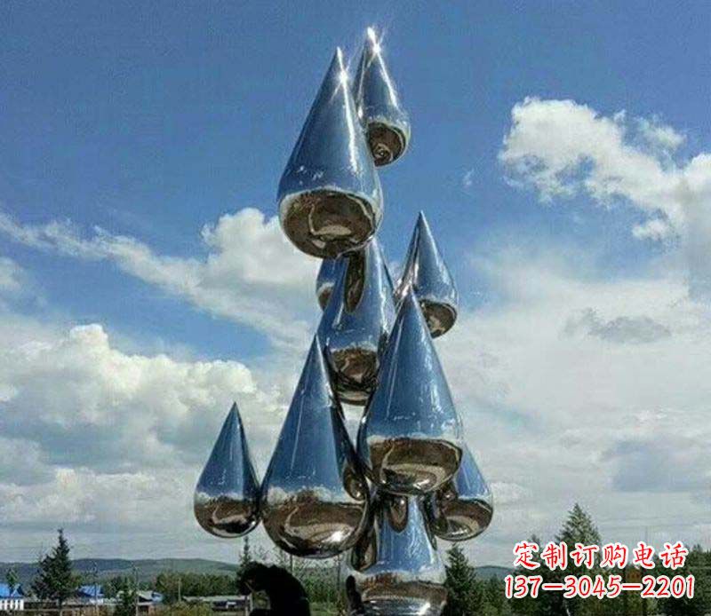 山东不锈钢镜面大型水滴雕塑——艺术精美、精致优雅