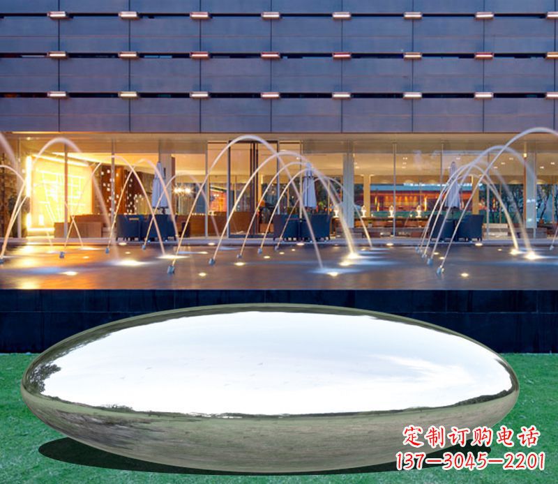 山东不锈钢镜面鹅卵石广场雕塑