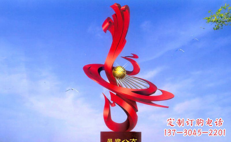 山东不锈钢孔雀凤迎八方雕塑