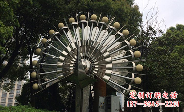 山东不锈钢孔雀开屏公园雕塑