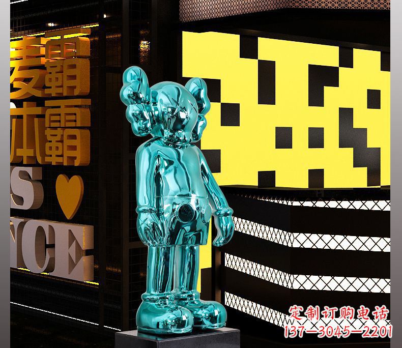 山东不锈钢蓝色机器人雕塑