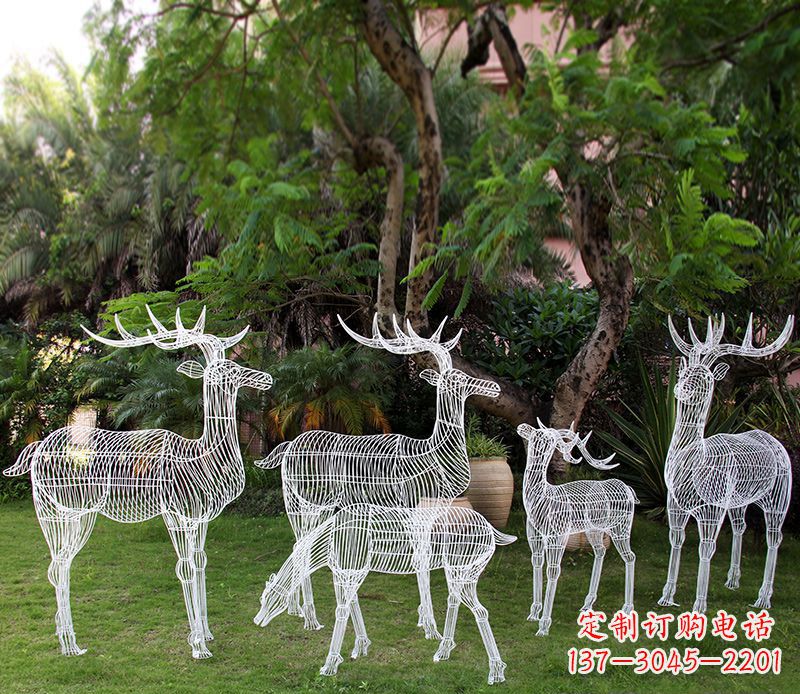 山东不锈钢镂空梅花鹿雕塑 (2)