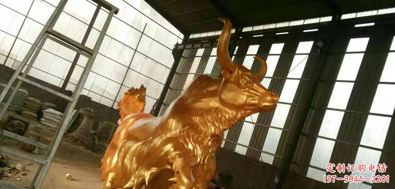 山东精美不锈钢牦牛钛金雕塑