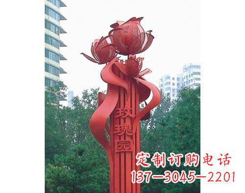 山东不锈钢玫瑰雕塑精美艺术之美