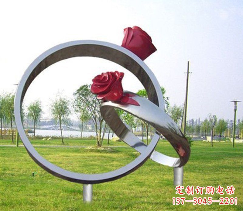 山东不锈钢玫瑰戒指雕塑