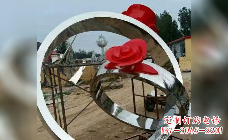 山东不锈钢玫瑰花戒指雕塑