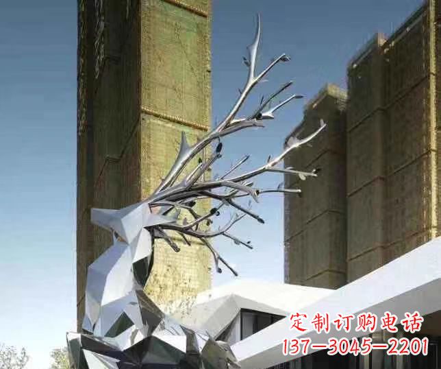 山东梅花鹿雕塑美丽的景观和动物雕塑