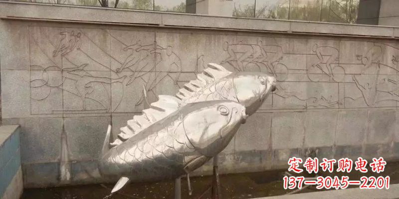 山东不锈钢鲤鱼雕塑精美的艺术品
