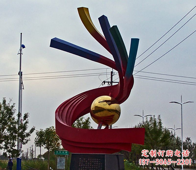 山东不锈钢飘带雕塑艺术与自然的完美结合