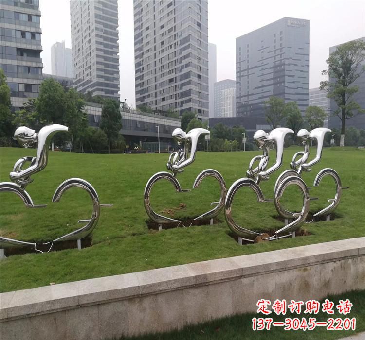 山东不锈钢自行车雕塑美丽的艺术绽放