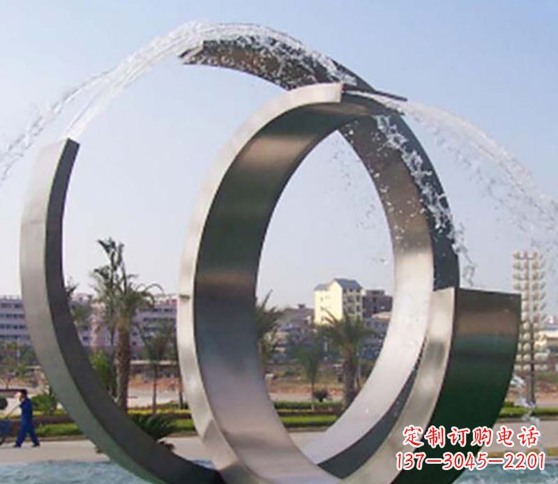 山东不锈钢情侣戒指雕塑象征爱情的永恒之物