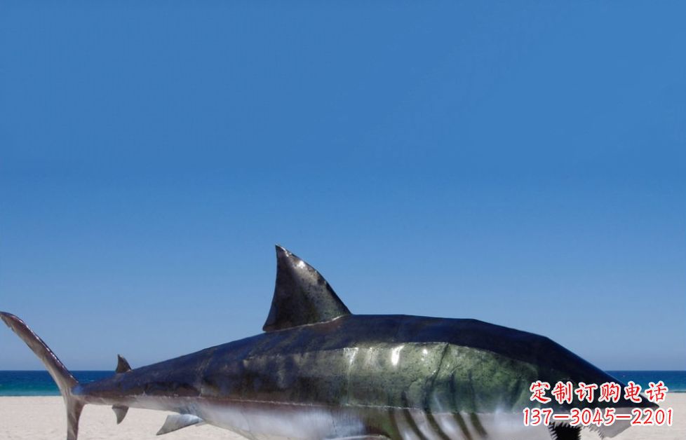 山东海洋生物之美——不锈钢鲨鱼雕塑