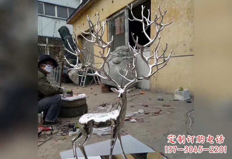 山东不锈钢树枝鹿雕塑