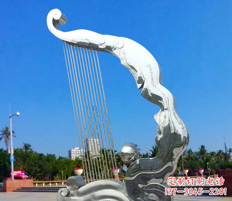 山东不锈钢竖琴雕塑——传承古典音乐之美