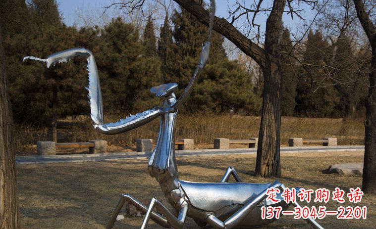 山东不锈钢螳螂园林景观雕塑
