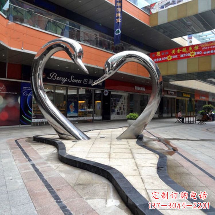 山东不锈钢天鹅爱情雕塑把浪漫永恒的爱情永久凝固