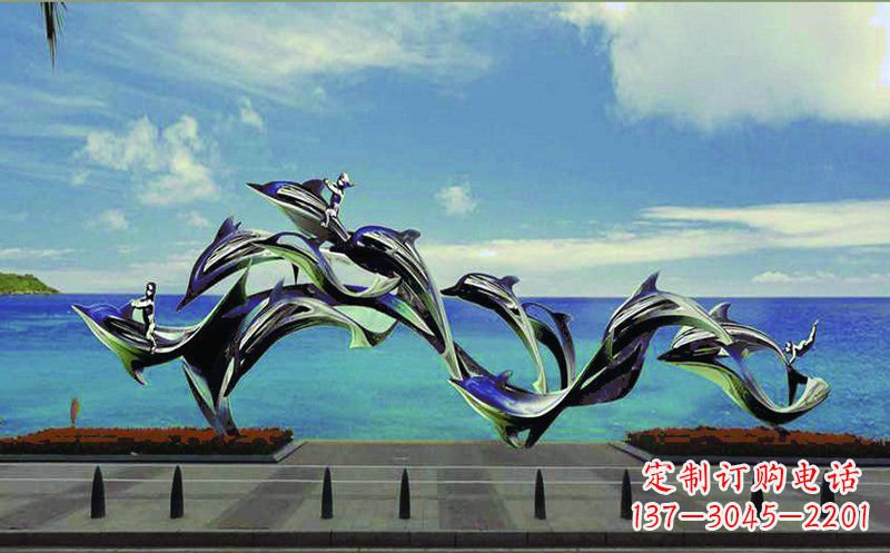 山东不锈钢海豚广场雕塑——精致而又活泼