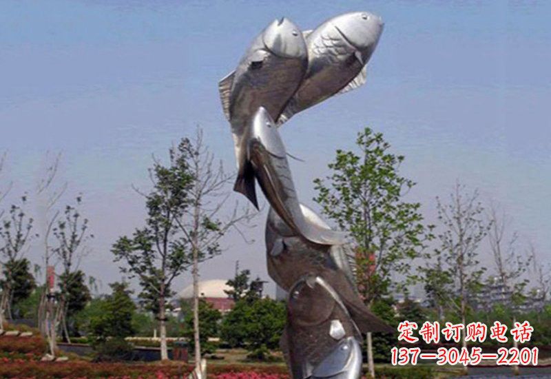 山东不锈钢跳跃的鲤鱼雕塑
