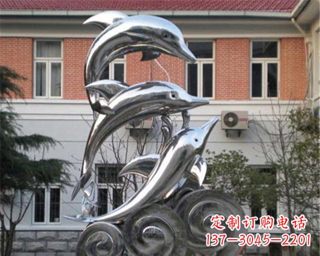 山东不锈钢海豚雕塑跳跃的海洋精灵