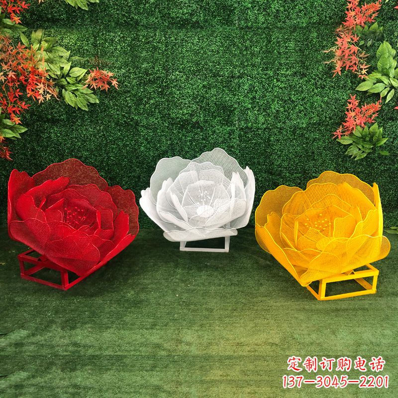 山东不锈钢铁艺玫瑰花雕塑摆件