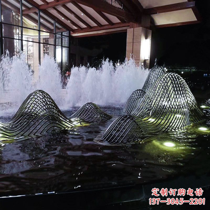 山东不锈钢铁艺水景假山精美雕塑艺术