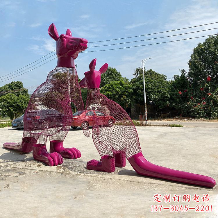 山东不锈钢袋鼠雕塑给公园带来美好景观