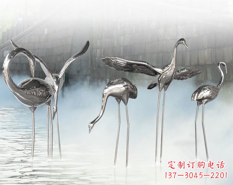山东不锈钢仙鹤飞鸟雕塑传承传统文化