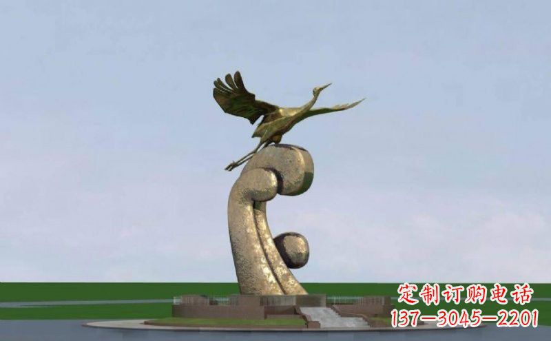 山东不锈钢仙鹤雕塑象征着美丽和宁静
