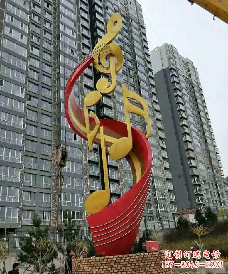山东不锈钢小区音符雕塑传递音乐的魅力