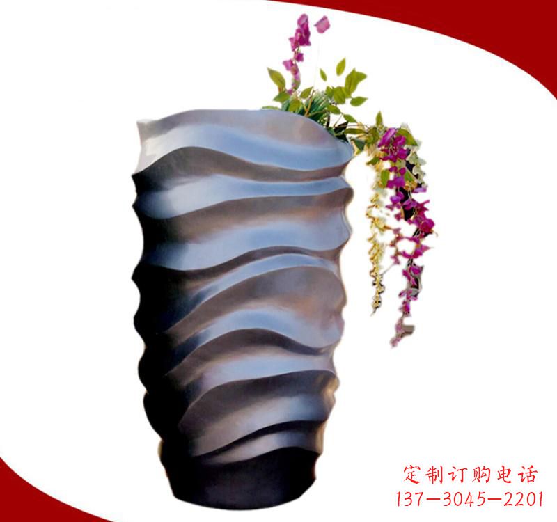 山东不锈钢校园景观花盆雕塑美化校园环境