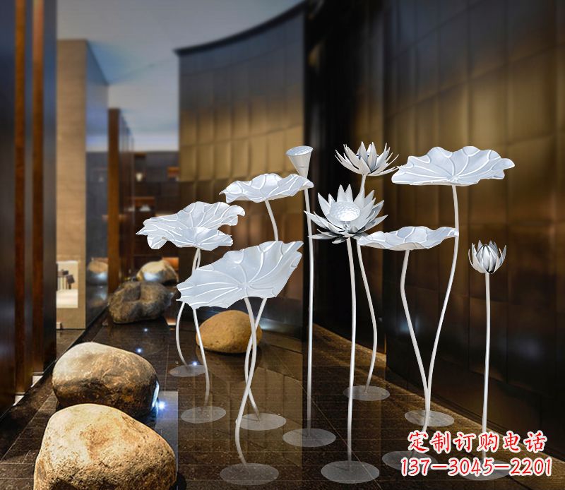 山东不锈钢银色荷花雕塑精美外形魅力无限