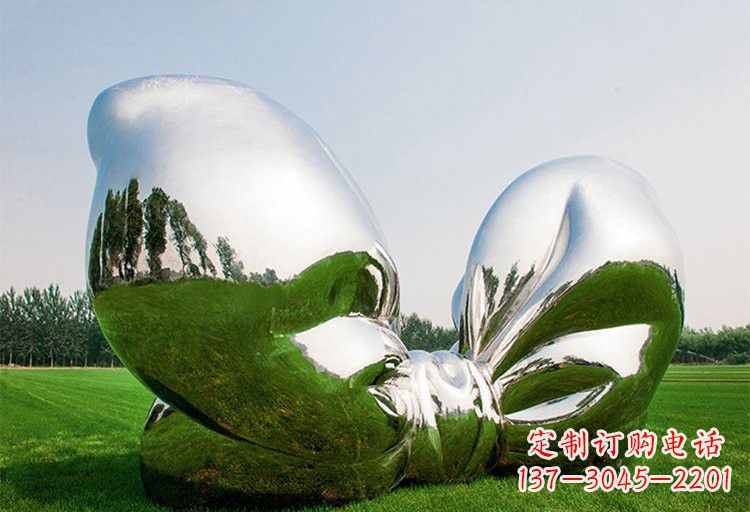 山东艺术之美——不锈钢园林大型蝴蝶结雕塑