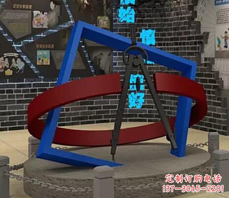山东不锈钢圆规雕塑实现景观美化的艺术之作