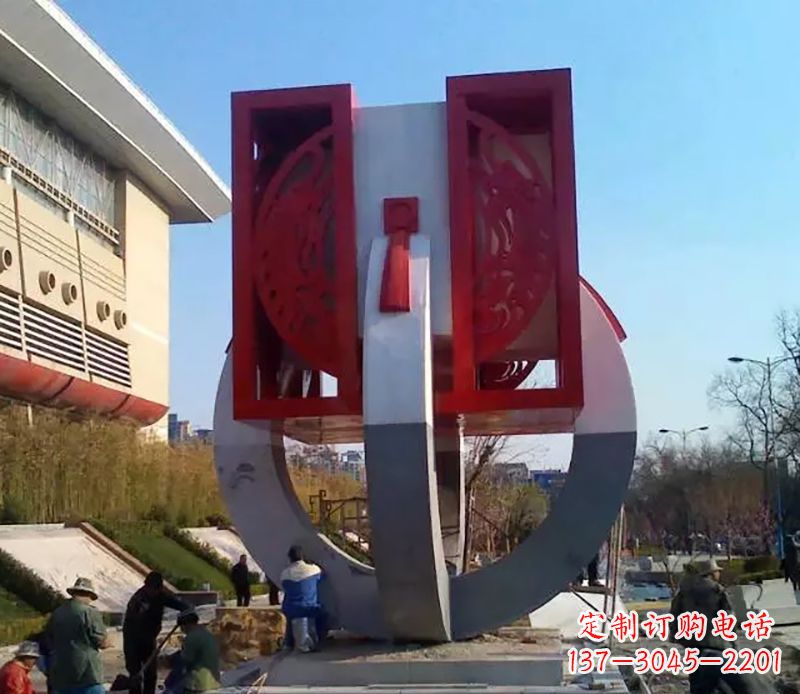 山东不锈钢圆环雕塑象征着永恒的美