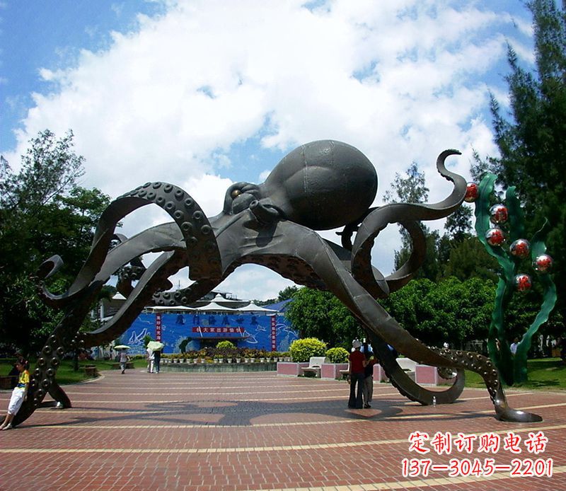 山东不锈钢章鱼雕塑精美艺术品