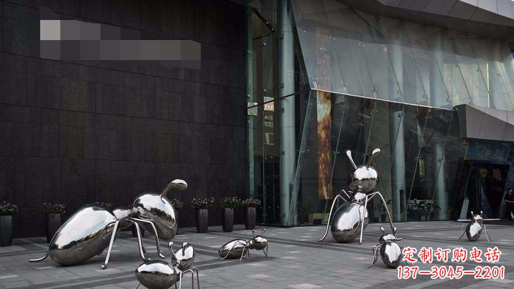 山东步行街不锈钢蚂蚁景观雕塑