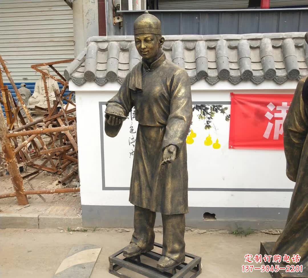 山东传承百年店小二铜雕