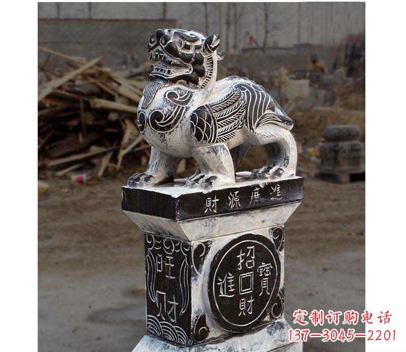 山东门墩雕塑财源广进的象征
