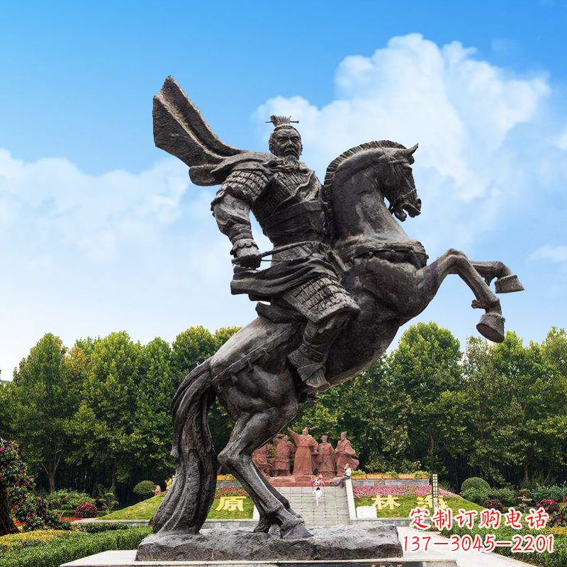 山东曹操骑马铜雕塑像-景区历史名人古代帝王雕塑