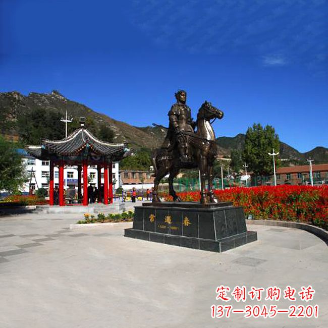 山东常遇春骑马铜雕塑像-景区广场历史名人古代著名将领将军雕像