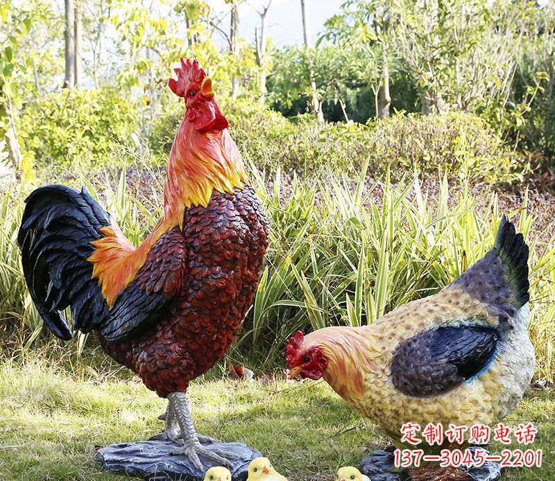 山东公鸡雕塑完美的绿化环境装饰