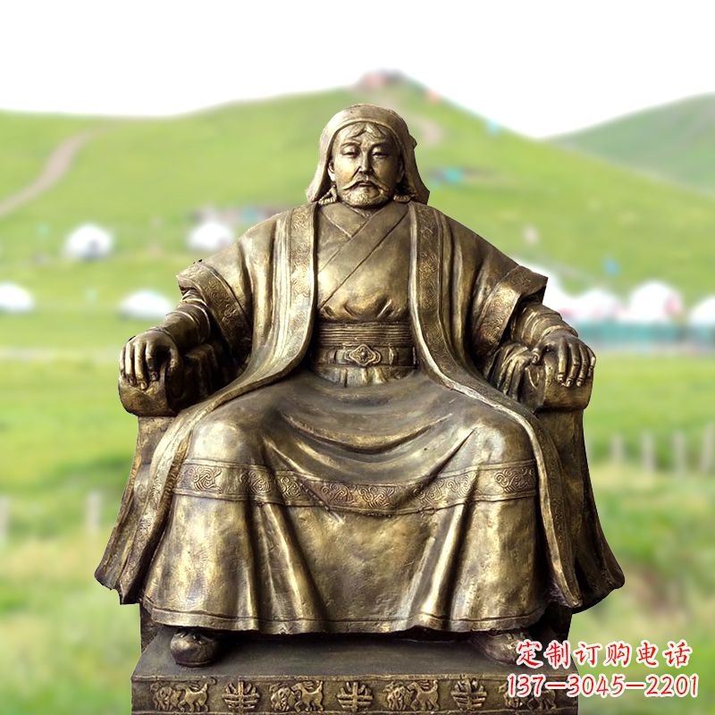 山东成吉思汗一件经典的玻璃钢雕塑