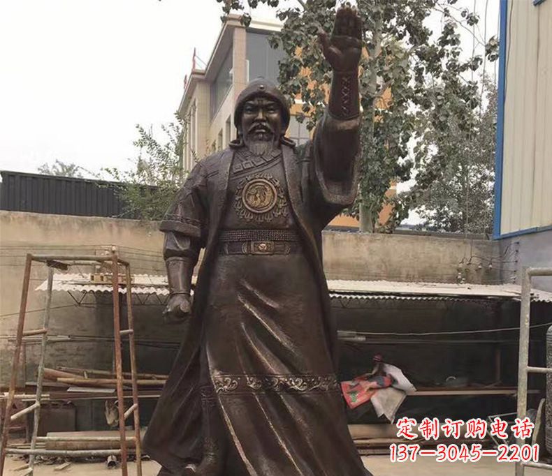 山东传承民族英雄——成吉思汗铜雕