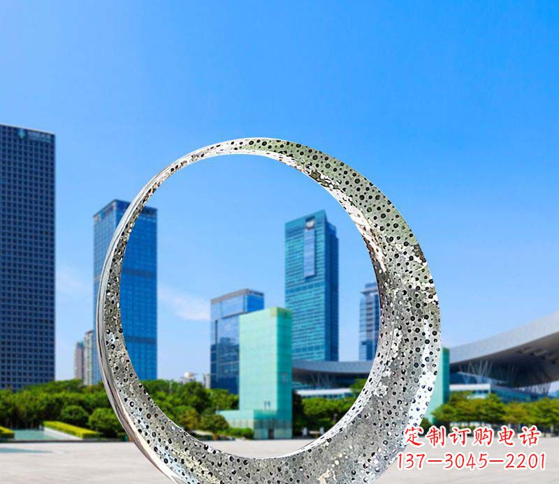 山东城市不锈钢灯饰圆环景观雕塑
