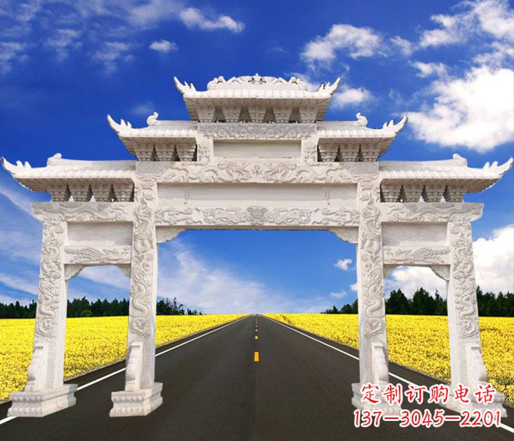 山东城市建筑牌楼石雕