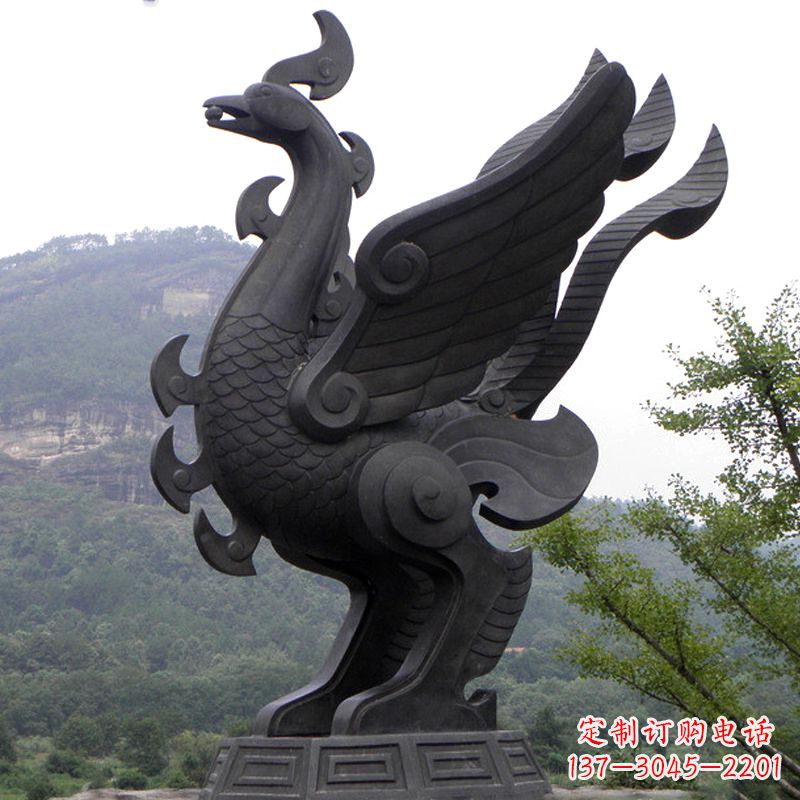 山东抽象凤凰铜雕-景区景点上古神兽动物景观雕塑